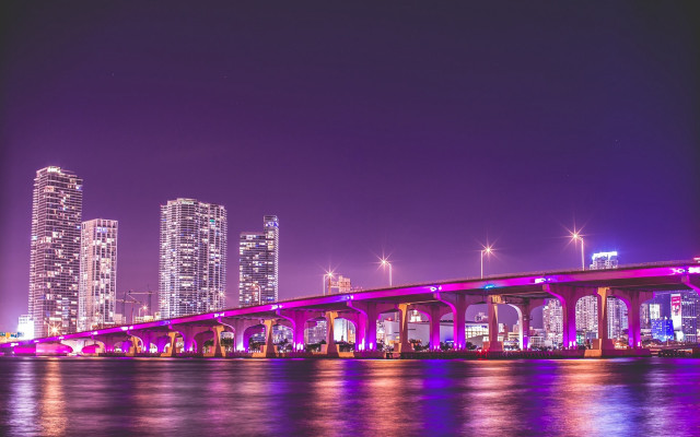 Bridge water city night lights #44 free wallpaper - medium preview image