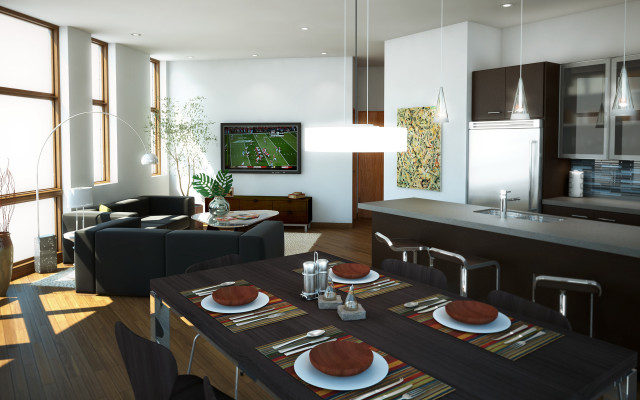 Dining table window football field free wallpaper - medium preview image