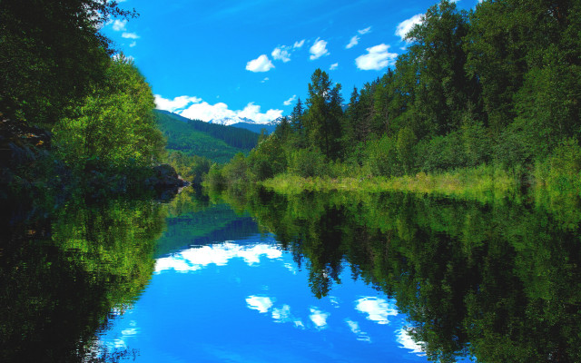 River mountain trees blue sky #3 free wallpaper - medium preview image