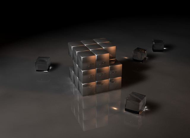 Cubes table lightbulb wallclock interior free wallpaper - medium preview image