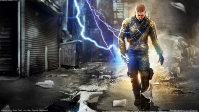 Man blue leather city lightning free wallpaper - medium preview image