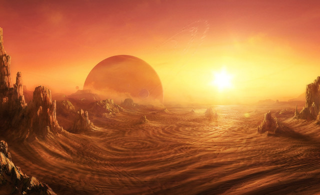 Sunset desert large object distant free wallpaper - medium preview image
