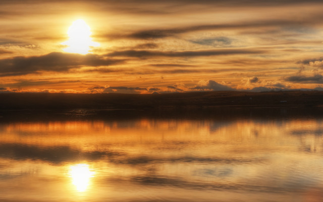 Sunset lake bird clouds mountain free wallpaper - medium preview image
