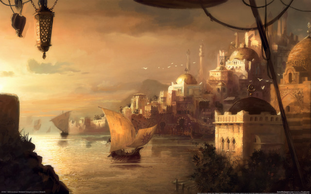 City boat castle sky bridge free wallpaper - medium preview image