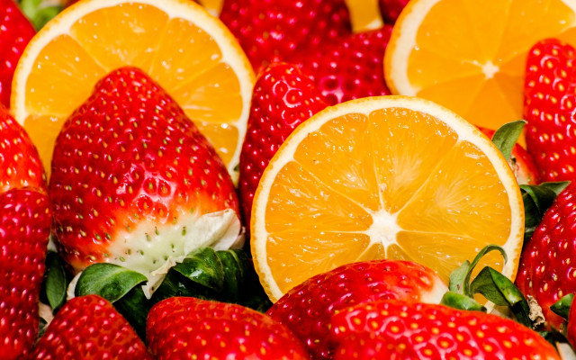 Orange strawberry closeup summer vibrancy free wallpaper - medium preview image
