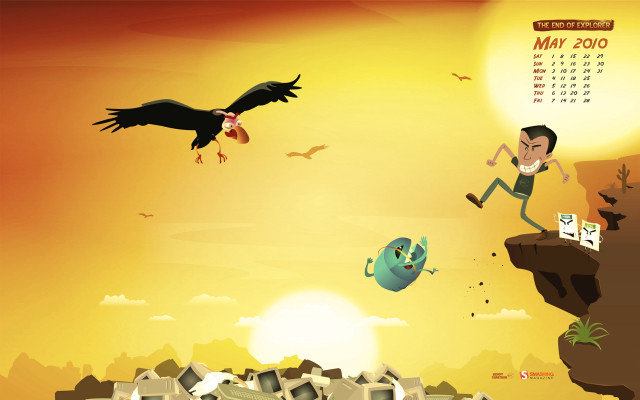 Cliff jumping man birds silhouette free wallpaper - medium preview image