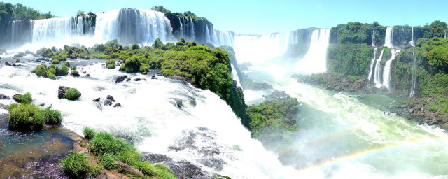 Rainbow waterfall nature landscape bridge free wallpaper - medium preview image