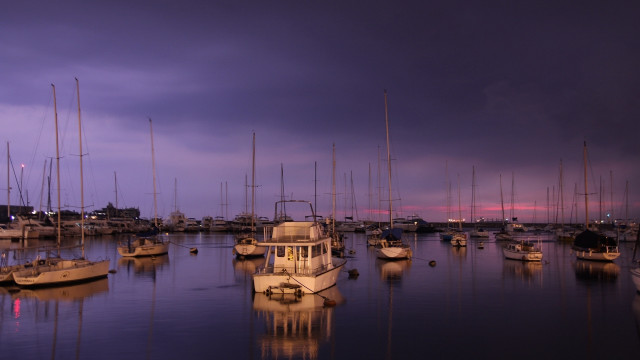 Boats lake cloudy night pink free wallpaper - medium preview image