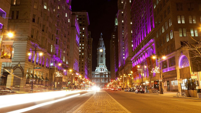 City street clock tower night #2 free wallpaper - medium preview image