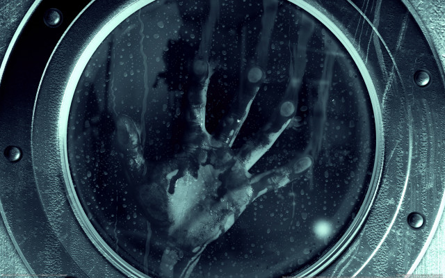 Handprint metal waterdroplets circularwindow holography free wallpaper - medium preview image