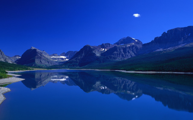 Mountain range reflection lake moon free wallpaper - medium preview image