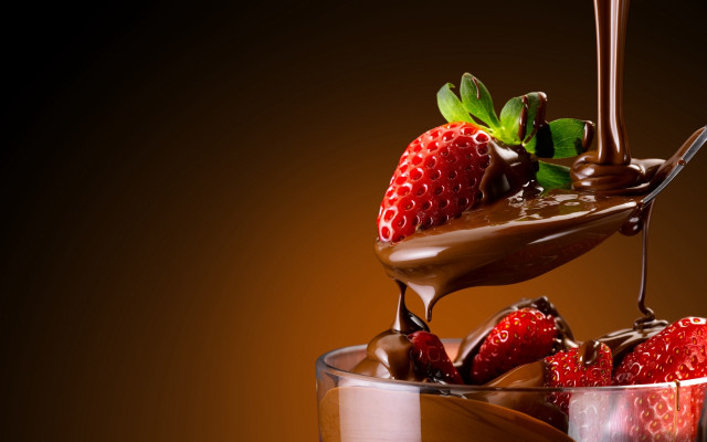 Chocolate strawberry dessert 3d render free wallpaper - medium preview image