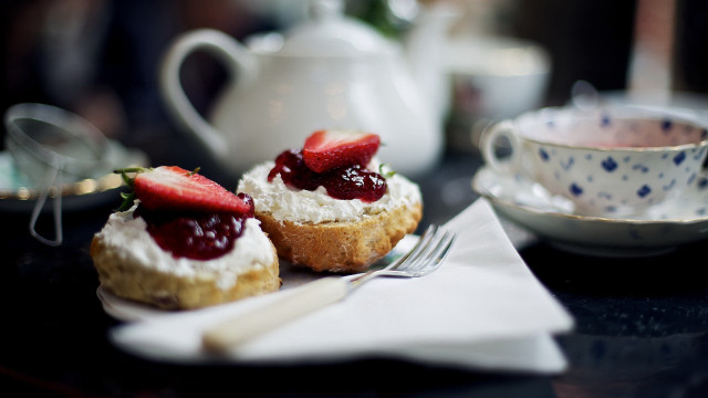 Pastries tea fork rococo stilllife free wallpaper - medium preview image