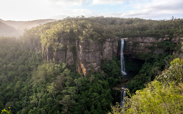 Waterfall forest sky clouds tiltshift #2 free wallpaper - medium preview image