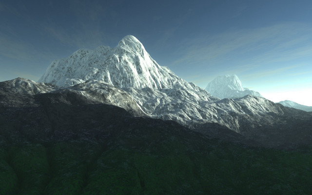 Mountain landscape river sky volumetric free wallpaper - medium preview image