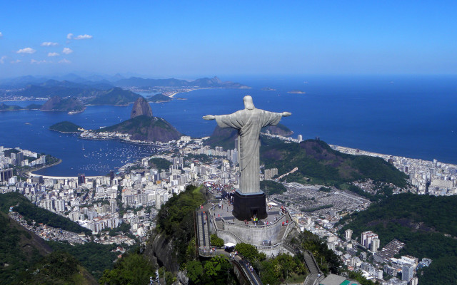 Christ overlooking rio ocean skyline free wallpaper - medium preview image