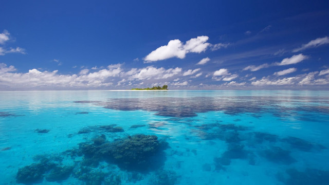 Blue ocean small island clouds #3 free wallpaper - medium preview image