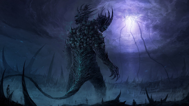 Eldritch forest creature moonlight purple free wallpaper - medium preview image