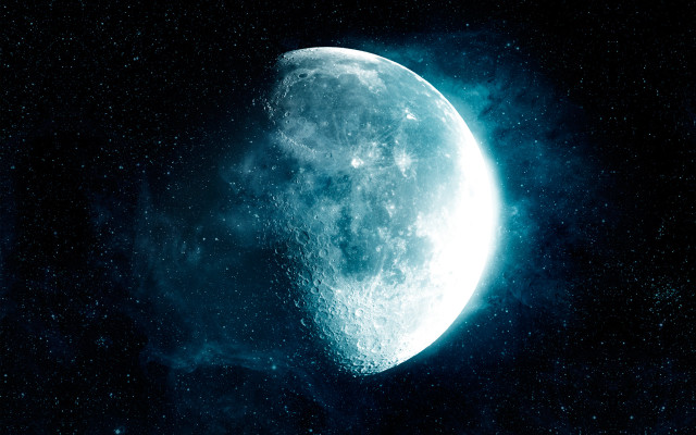 Large moon night sky blue free wallpaper - medium preview image