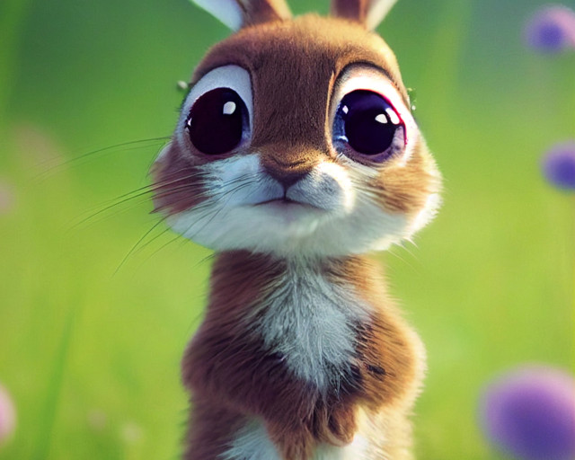 Cute rabbit big eyes purple free wallpaper - medium preview image