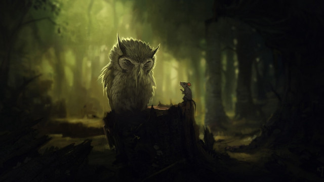 Owl stump forest mouse magic free wallpaper - medium preview image