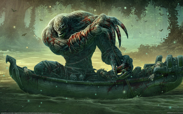 Creature boat demon night ocean #2 free wallpaper - medium preview image