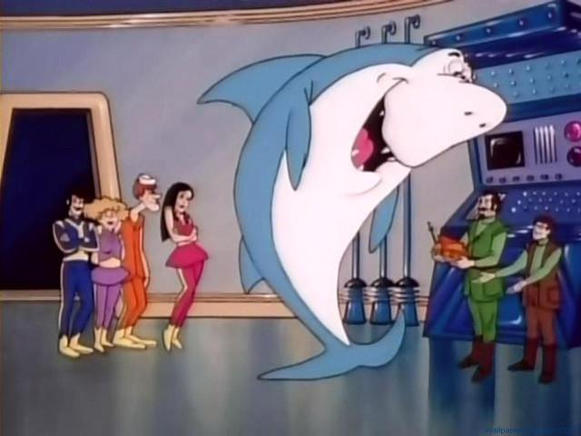Cartoon shark people tv man free wallpaper - medium preview image