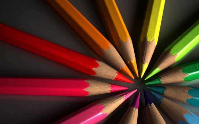 Colored pencils circle tabletop black free wallpaper - medium preview image