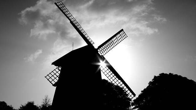 Windmill sunset cityscape cloudy sky free wallpaper - medium preview image