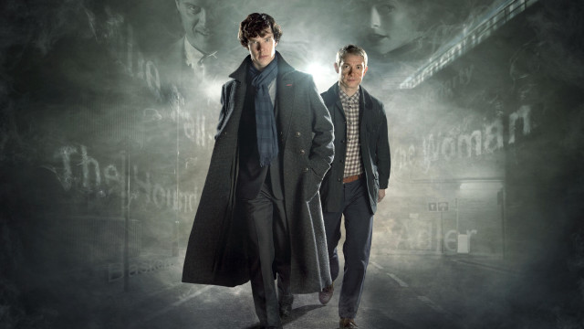Two men trench coats fog free wallpaper - medium preview image