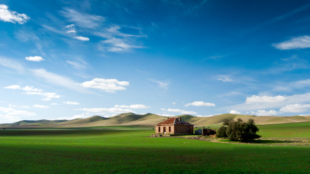 House field mountains sky clouds #2 free wallpaper - medium preview image