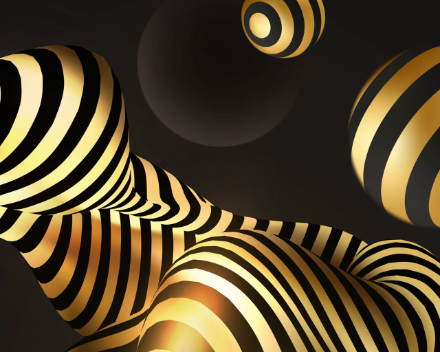 Shiny balls floating gold stripes free wallpaper - medium preview image