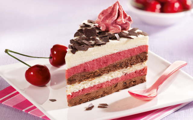 Pastel rococo cake cherry plate free wallpaper - medium preview image