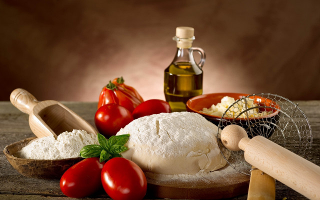 Table bowl cheese tomatoes oliveoil free wallpaper - medium preview image