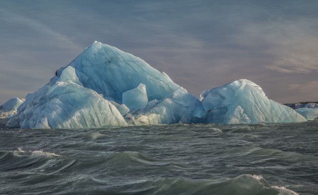 Iceberg ocean waves clouds matte free wallpaper - medium preview image
