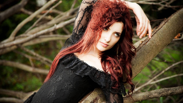 Redhair forest gothic portrait branch free wallpaper - medium preview image