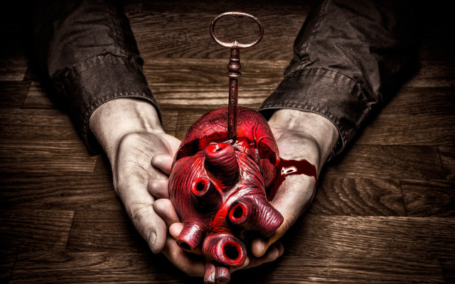 Heart skeleton key gothic surrealist free wallpaper - medium preview image