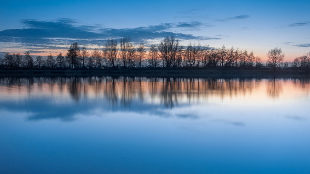 Lake trees sunset reflection impressionist #2 free wallpaper - medium preview image