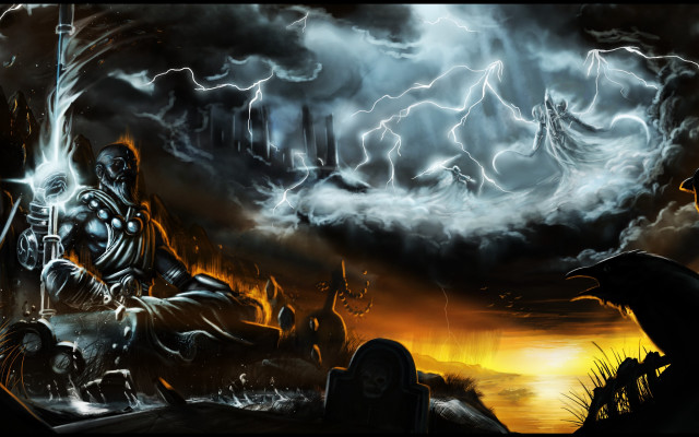 Storm lit gothic matte fire free wallpaper - medium preview image
