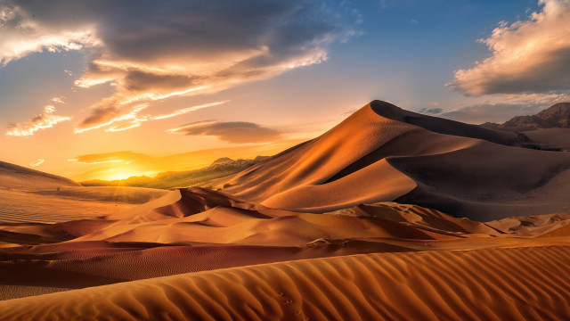 Desert sand dunes sunset clouds free wallpaper - medium preview image