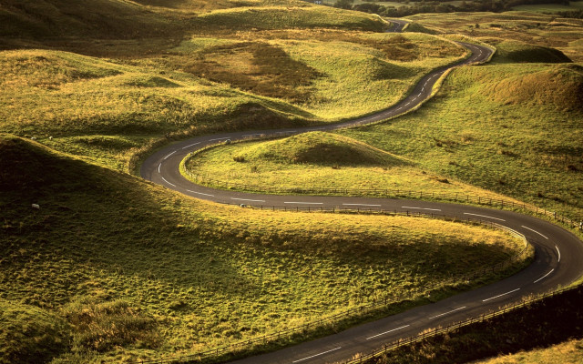 Winding road green hills lush free wallpaper - medium preview image