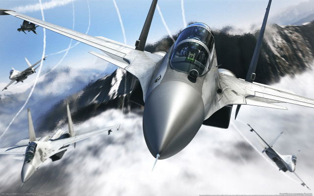 Fighter jet sky battle mountains free wallpaper - medium preview image