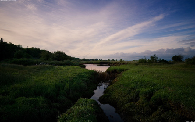 River lush field cloudy sky #2 free wallpaper - medium preview image