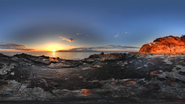Sunset rocks water mountains city free wallpaper - medium preview image