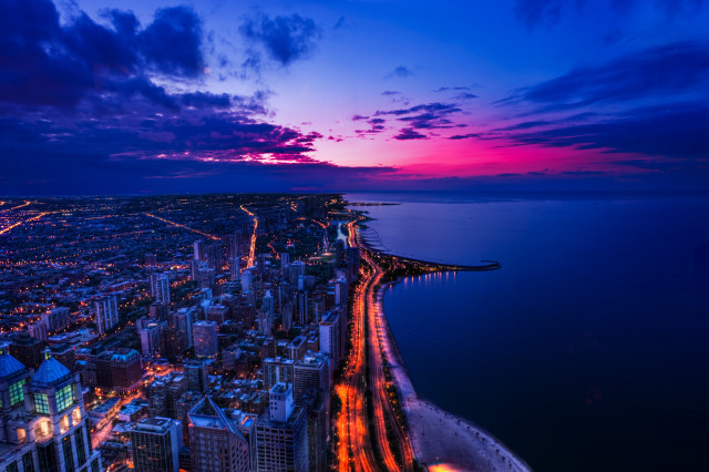 City skyline sunset water bridge #8 free wallpaper - medium preview image
