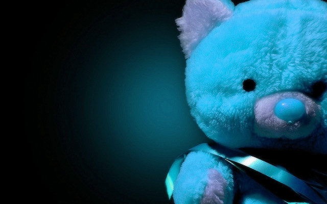 Blue teddy bear glowing hologram free wallpaper - medium preview image