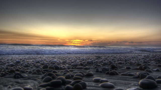 Beach rocks sunset wave ocean #2 free wallpaper - medium preview image