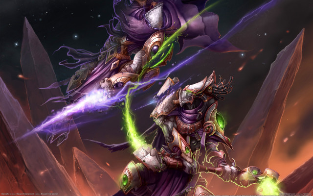 Demonic arcane couple glowing weapons free wallpaper - medium preview image