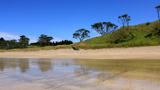 Bush hill lake beach sky free wallpaper - medium preview image