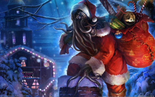 Santa reindeer snowy landscape christmas free wallpaper - medium preview image